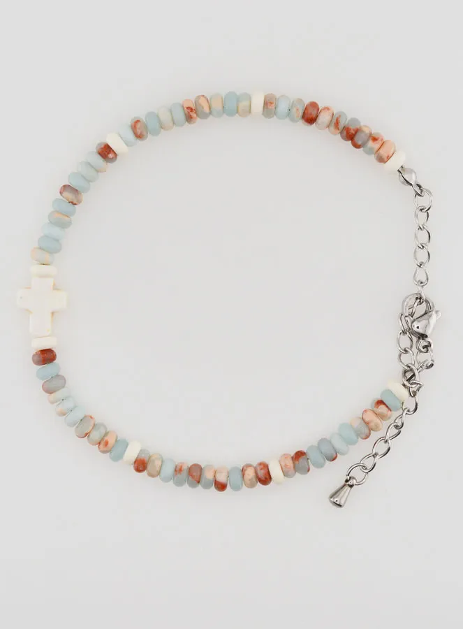Armband mit Kreuz und Steinen in Pastell-Farben (pic 1)