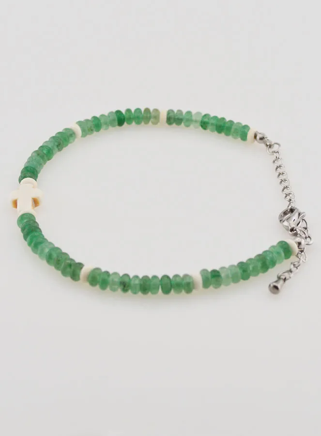 Armband mit Kreuz und Steinen aus Grünem Glas (pic 2)