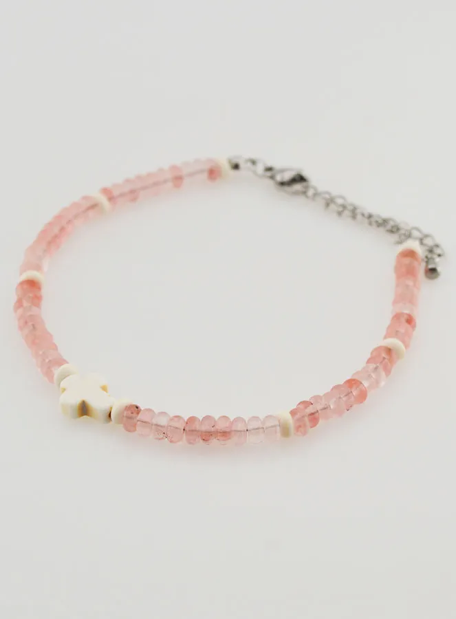 Armband mit Kreuz und Steinen aus Rosa Glas (pic 3)