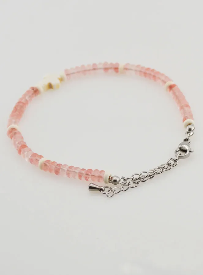 Armband mit Kreuz und Steinen aus Rosa Glas (pic 4)