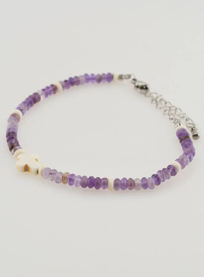 Armband mit Kreuz und Lila Glassteinen (pic 3)