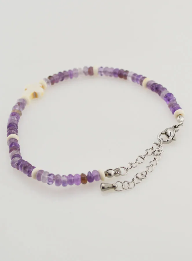 Armband mit Kreuz und Lila Glassteinen (pic 4)