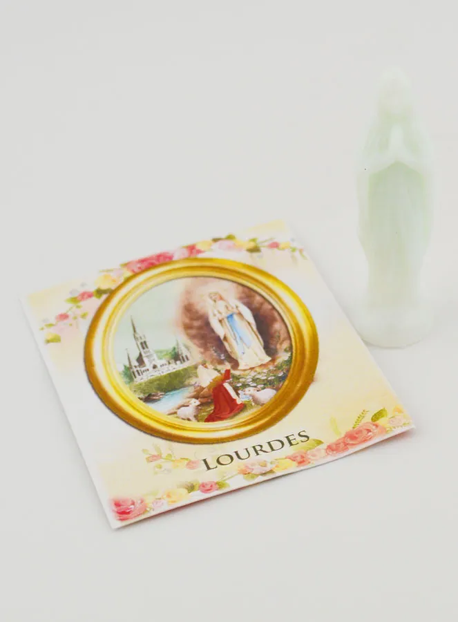 Fluoreszierende Figur Madonna von Lourdes Mit Karte - 8cm (pic 1)
