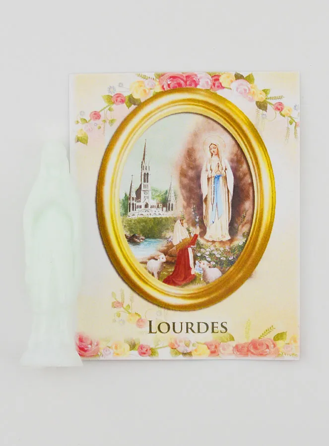 Fluoreszierende Figur Madonna von Lourdes Mit Karte - 8cm (pic 4)