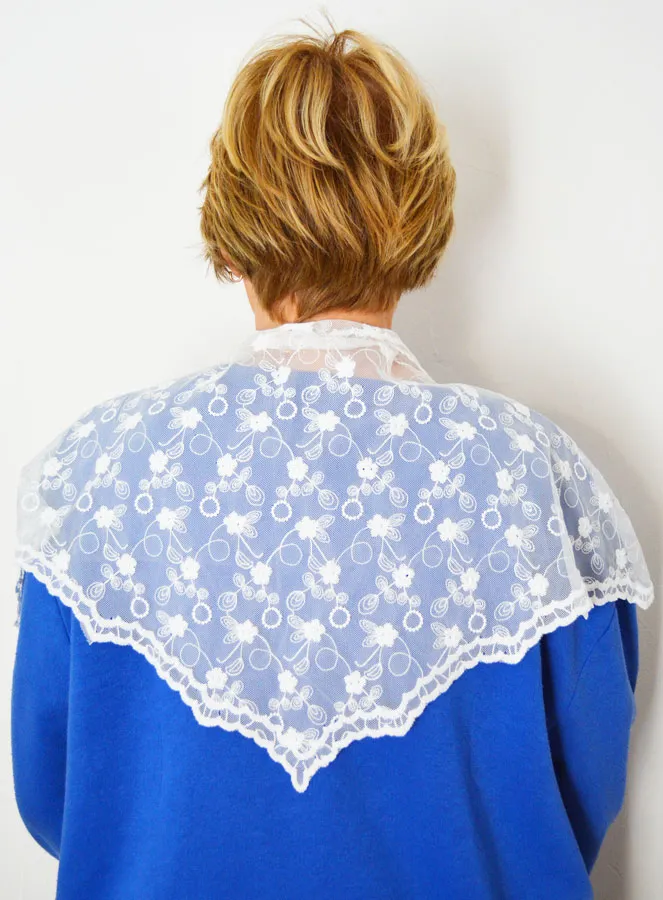Christlicher Mantilla Schleier - Besticktes Schultertuch Schal Weiß (pic 1)