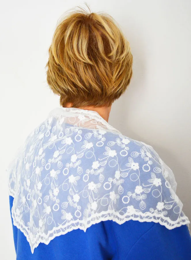 Christlicher Mantilla Schleier - Besticktes Schultertuch Schal Weiß (pic 2)