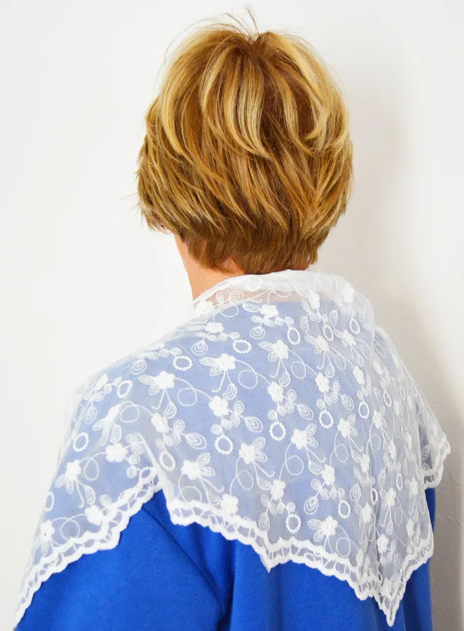 Christlicher Mantilla Schleier - Besticktes Schultertuch Schal Weiß (pic 3)