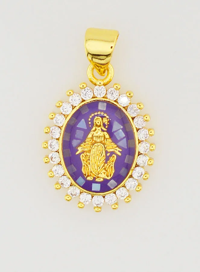 Medaille Wundertätige Madonna Violett - 17mm (pic 1)
