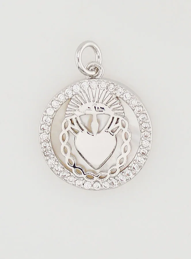 Ex Voto Anhänger Perlmutt und Strass - 16mm (pic 1)