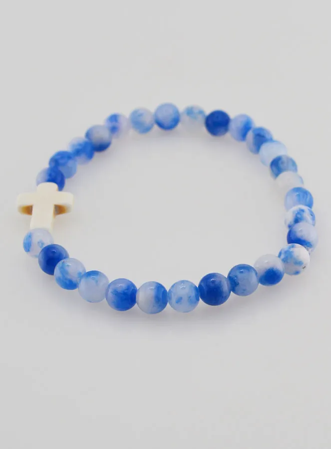 Religiöses Armband mit Kreuz – Blaue Jade (pic 2)