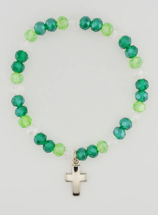 Armband Mit Kreuz und Glasperlen - Grün (pic 1)