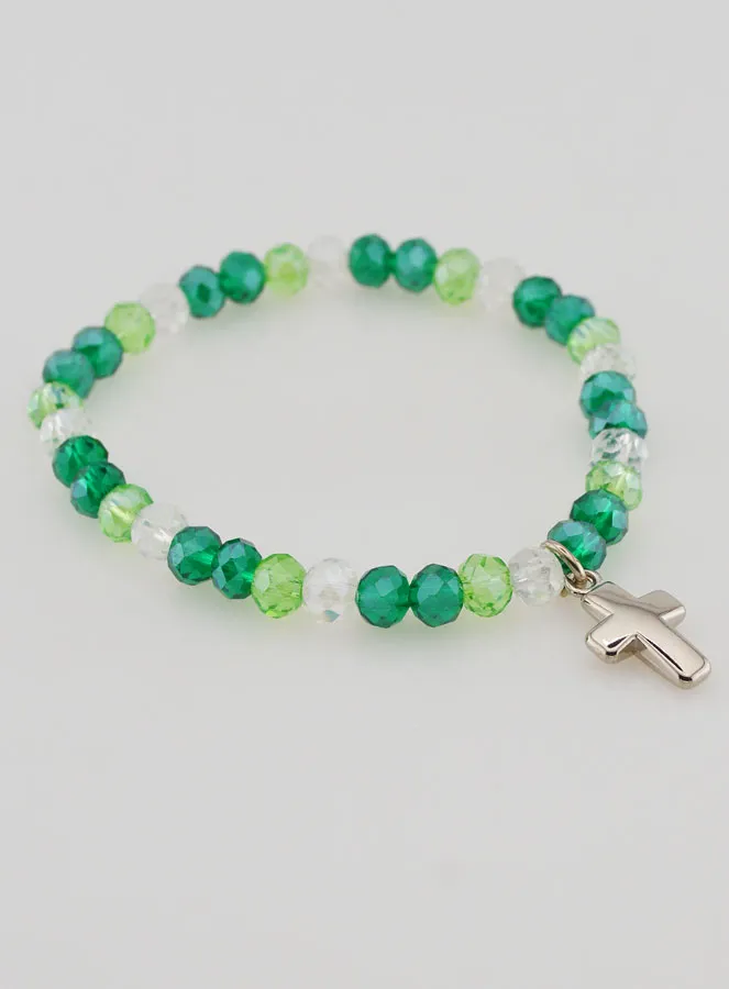 Armband Mit Kreuz und Glasperlen - Grün (pic 4)