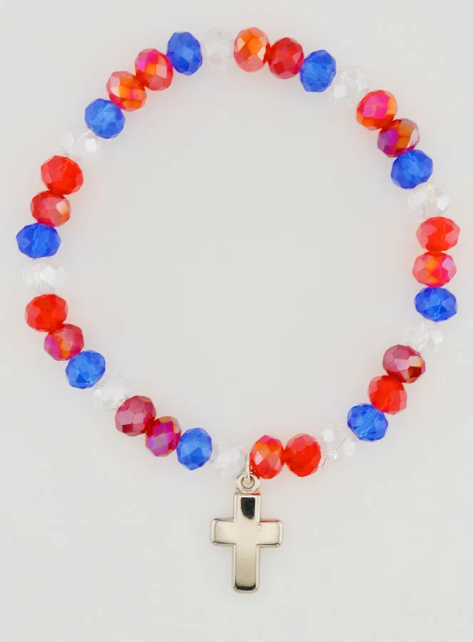 Armband Mit Kreuz - Blau Weiß Rot (pic 1)