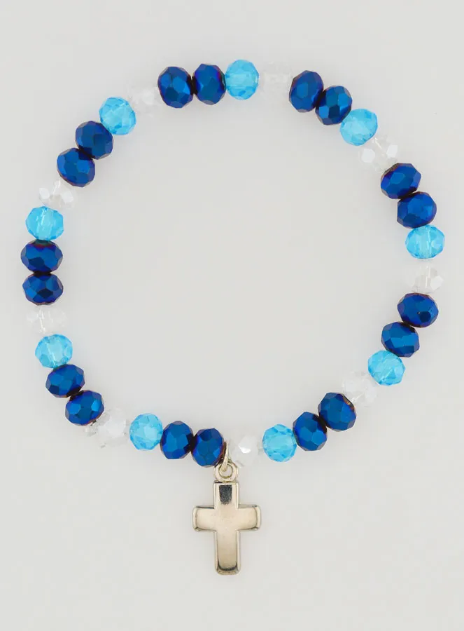 Armband Mit Kreuz und Glasperlen - Blau (pic 1)