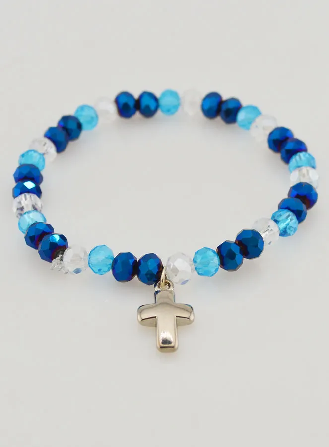 Armband Mit Kreuz und Glasperlen - Blau (pic 2)