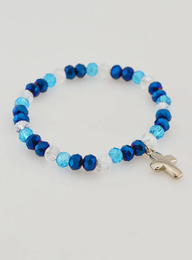 Armband Mit Kreuz und Glasperlen - Blau (pic 3)