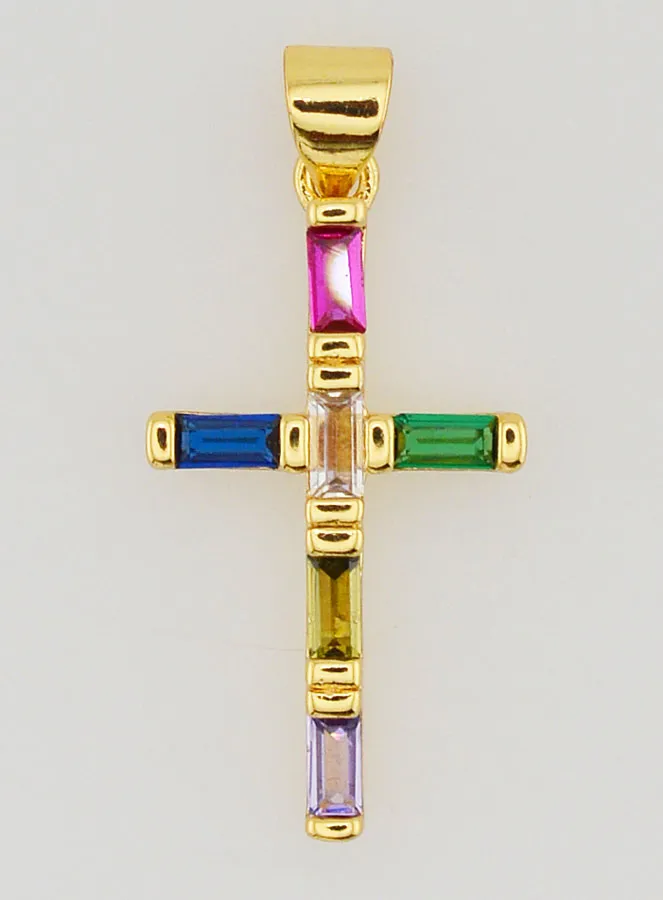 Mehrfarbiger Kreuz Anhänger – 23 mm (pic 1)