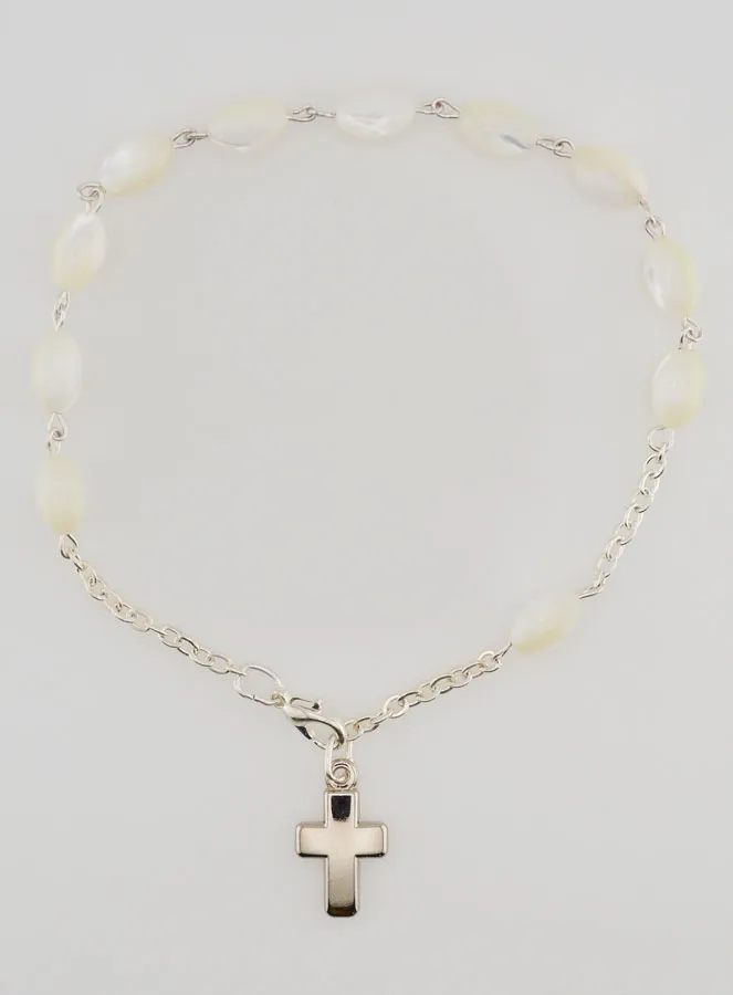 Zehner Rosenkranz Armband aus Perlmutt – Ovale Perlen (pic 1)