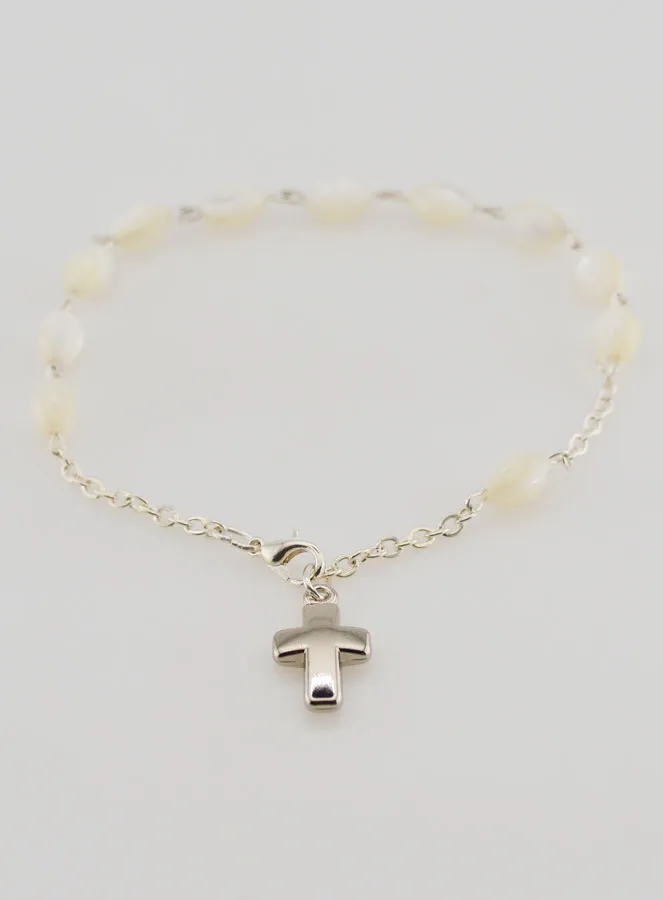 Zehner Rosenkranz Armband aus Perlmutt – Ovale Perlen (pic 2)