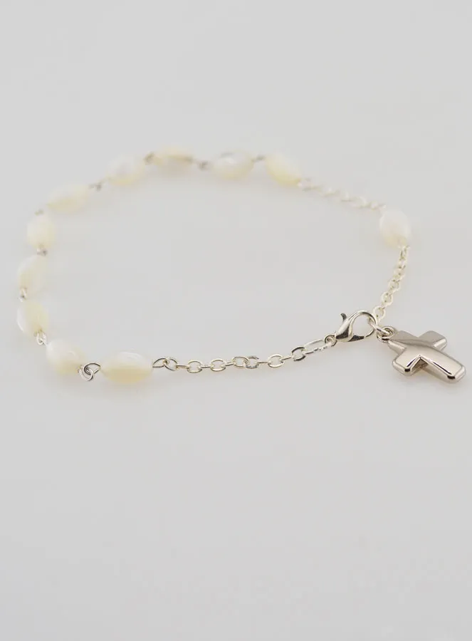 Zehner Rosenkranz Armband aus Perlmutt – Ovale Perlen (pic 3)