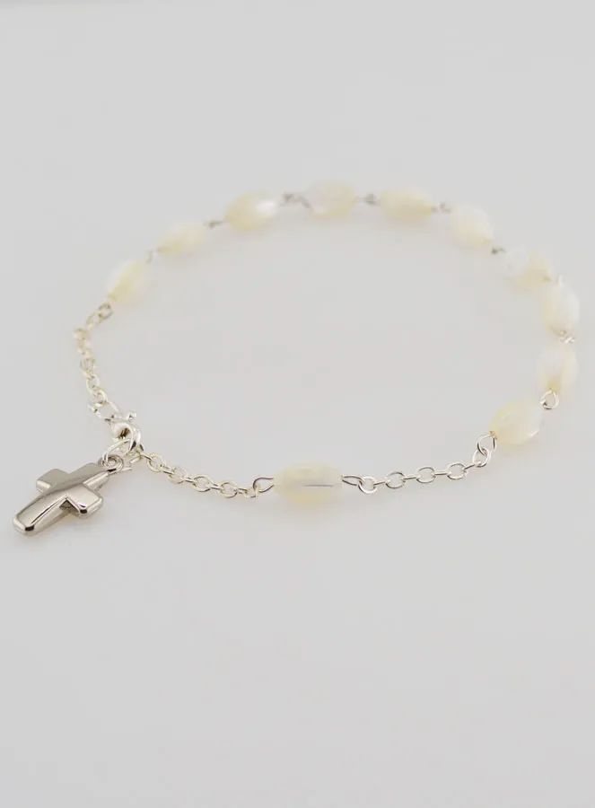 Zehner Rosenkranz Armband aus Perlmutt – Ovale Perlen (pic 4)