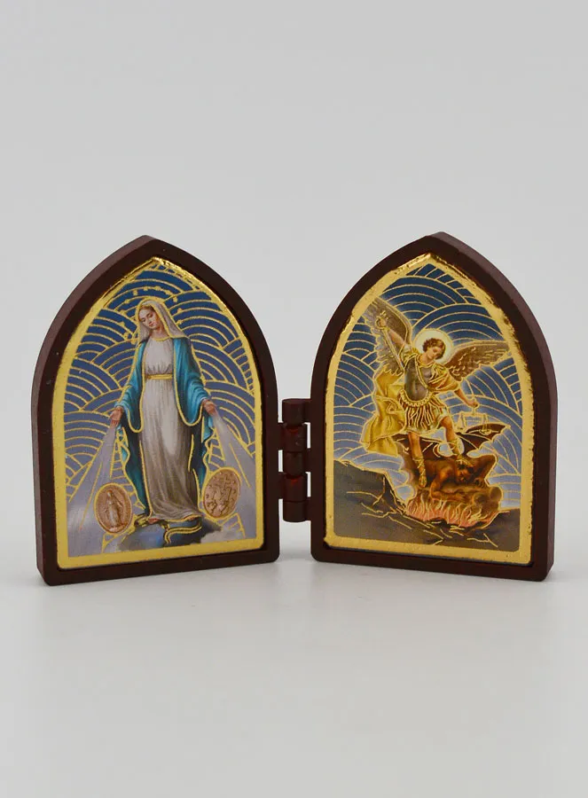 Mini Diptychon Ikone – Wunderbare Madonna und Heiliger Michael (pic 1)