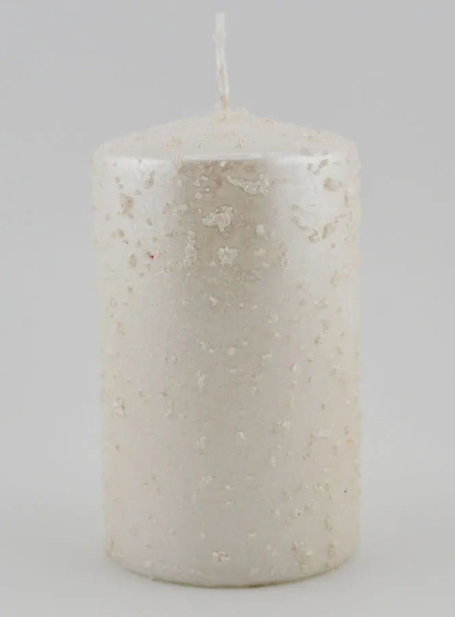 Weihnachtskerze mit Glitzer – Perlweiß (pic 1)