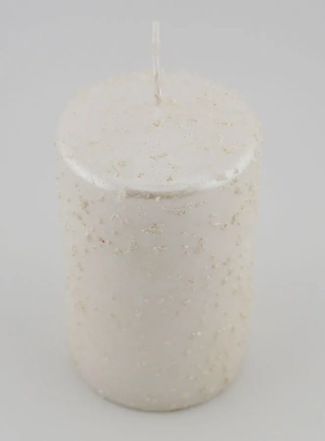 Weihnachtskerze mit Glitzer – Perlweiß (pic 2)