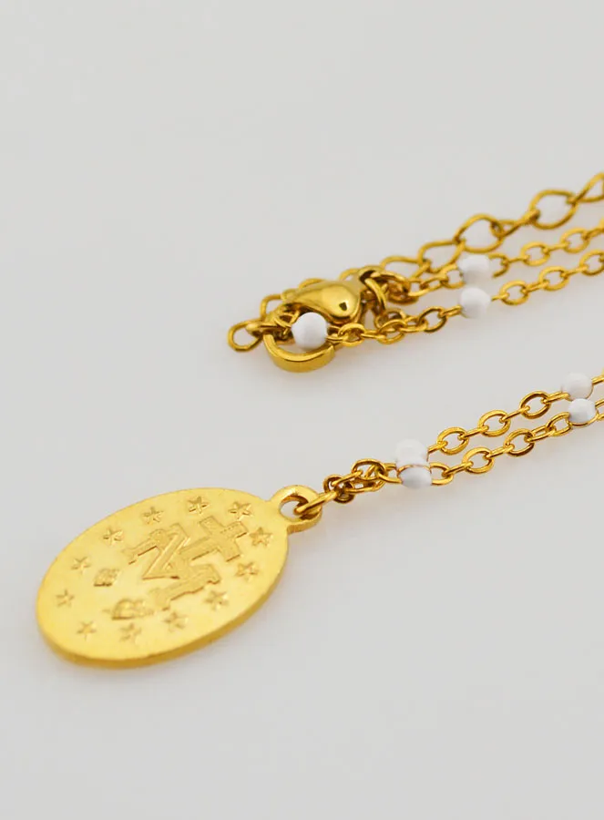 Wundertätige Medaille und Halskette mit Perlen – Weiß (pic 3)