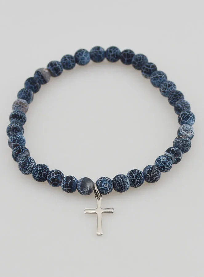 Religiöses Armband mit Kreuz und Achat – Schwarz (pic 2)