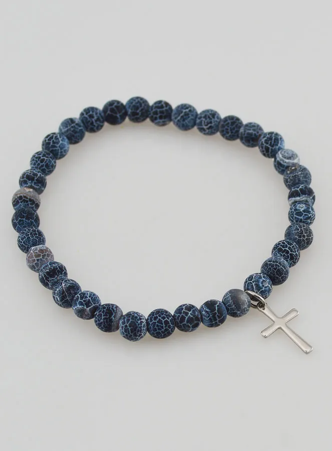 Religiöses Armband mit Kreuz und Achat – Schwarz (pic 3)