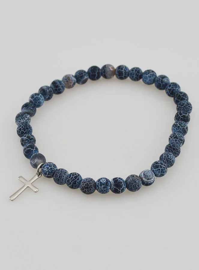 Religiöses Armband mit Kreuz und Achat – Schwarz (pic 4)