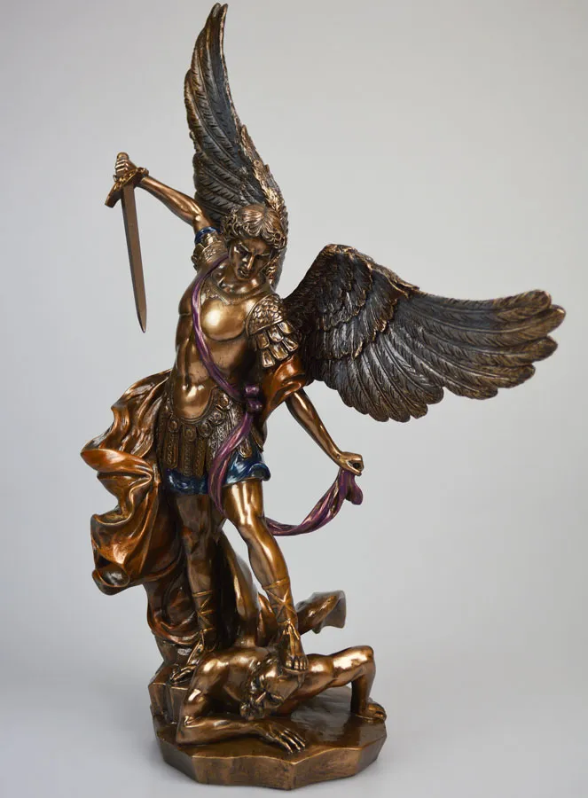 Religiöse Figur des Erzengels Michael aus Bronze – 37 cm (pic 2)