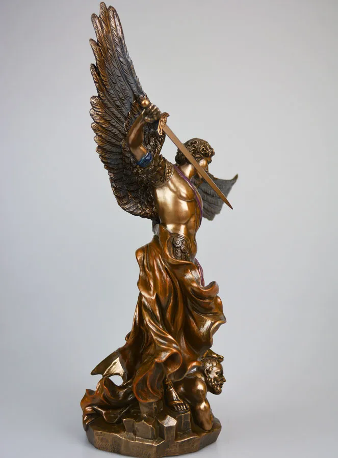 Religiöse Figur des Erzengels Michael aus Bronze – 37 cm (pic 3)