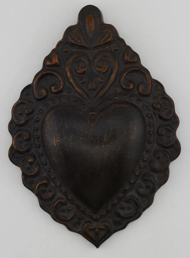 Ex Voto Wanddekoration Schwarz und Bronze – 15cm (pic 1)