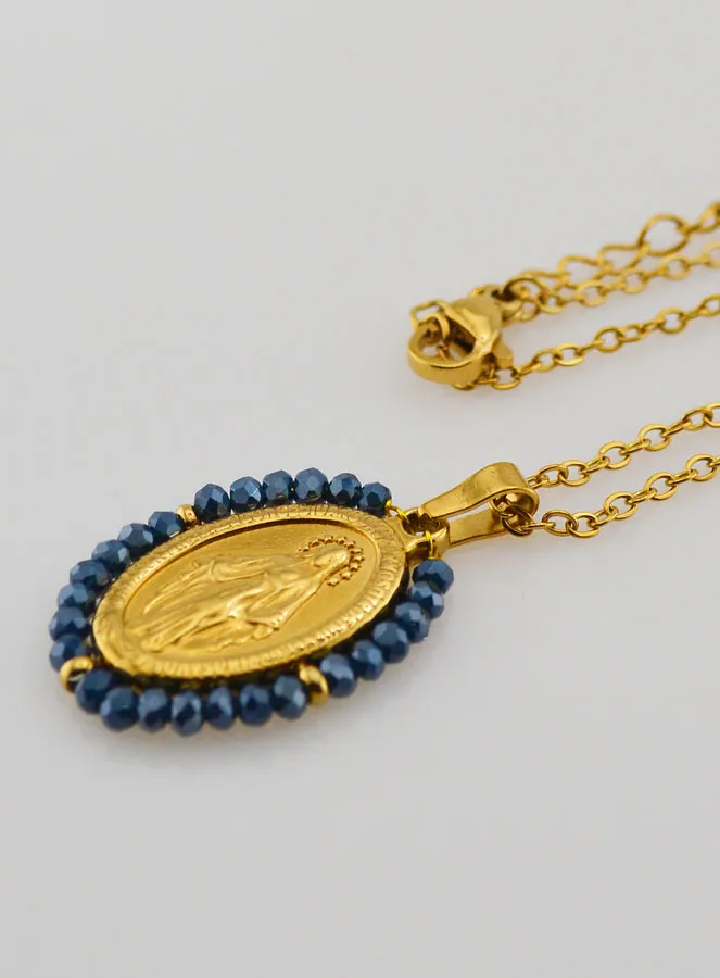 Halskette Wundertätige Medaille – Blaue Perlen (pic 1)