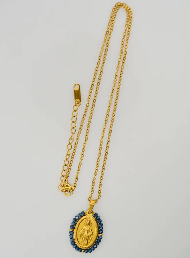 Halskette Wundertätige Medaille – Blaue Perlen (pic 2)