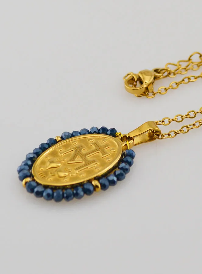 Halskette Wundertätige Medaille – Blaue Perlen (pic 4)