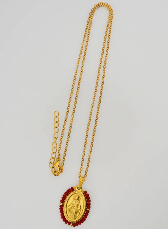 Halskette Wundertätige Medaille – Rote Perlen (pic 2)