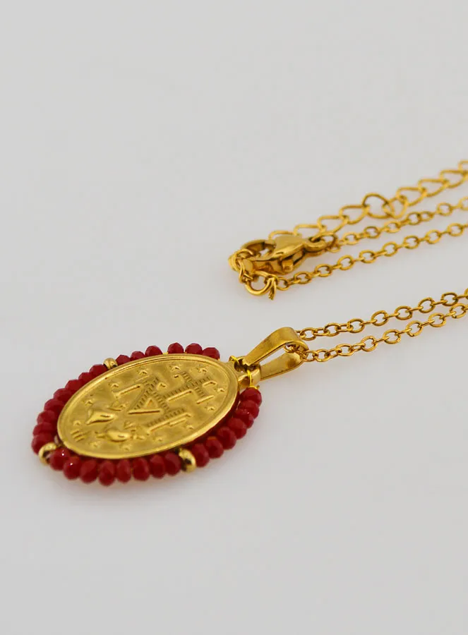 Halskette Wundertätige Medaille – Rote Perlen (pic 4)