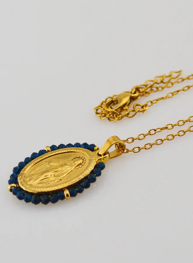 Halskette Wundertätige Medaille – Dunkelblaue Perlen (pic 1)