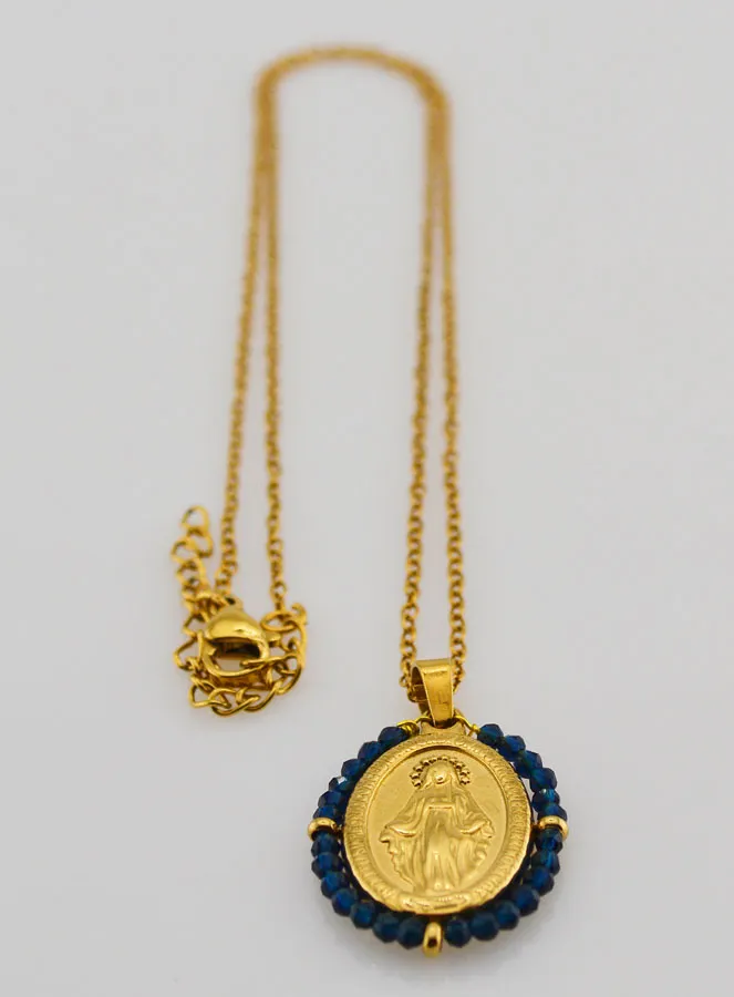 Halskette Wundertätige Medaille – Dunkelblaue Perlen (pic 3)