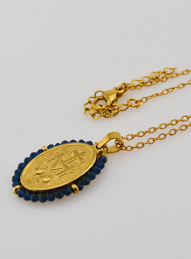 Halskette Wundertätige Medaille – Dunkelblaue Perlen (pic 4)