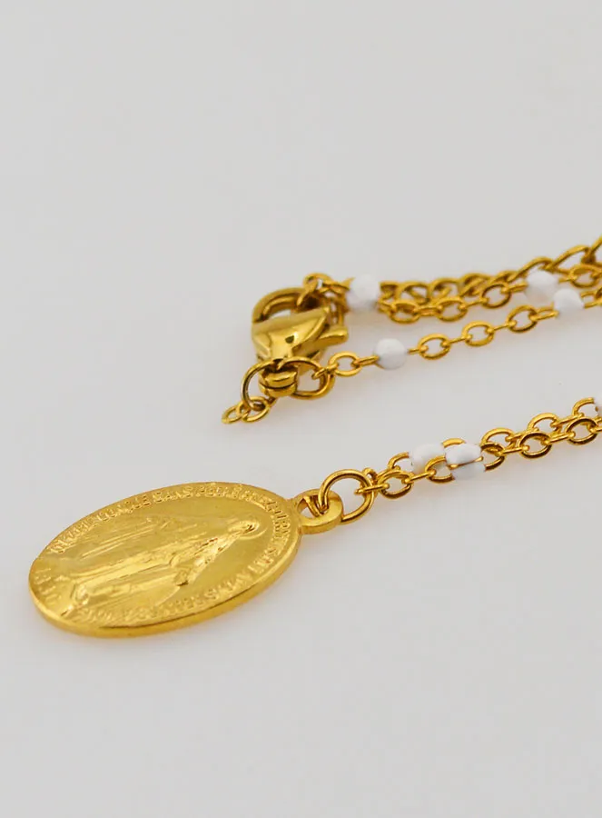 Kette mit Perlen Wundertätige Medaille – Weiß (pic 1)