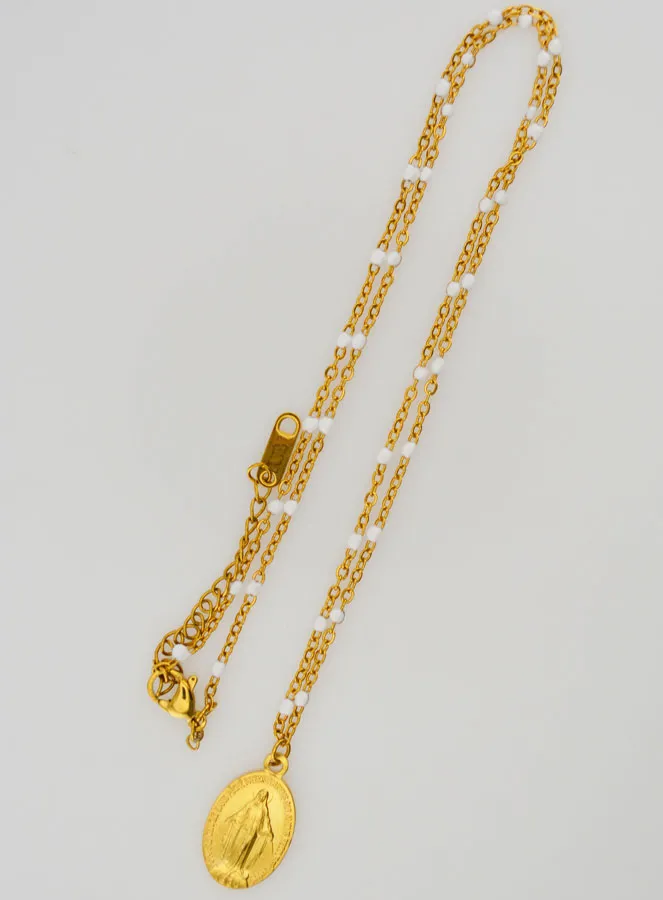 Kette mit Perlen Wundertätige Medaille – Weiß (pic 2)