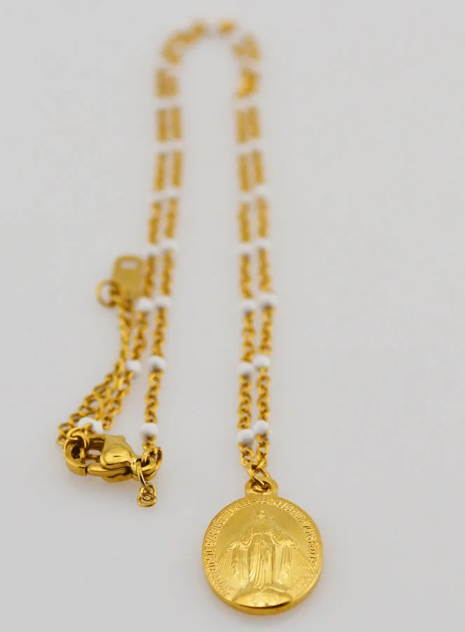 Kette mit Perlen Wundertätige Medaille – Weiß (pic 3)