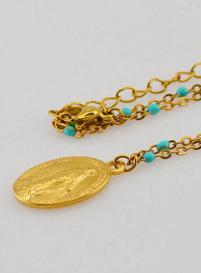 Kette mit Perlen Wundertätige Medaille – Türkis (pic 1)