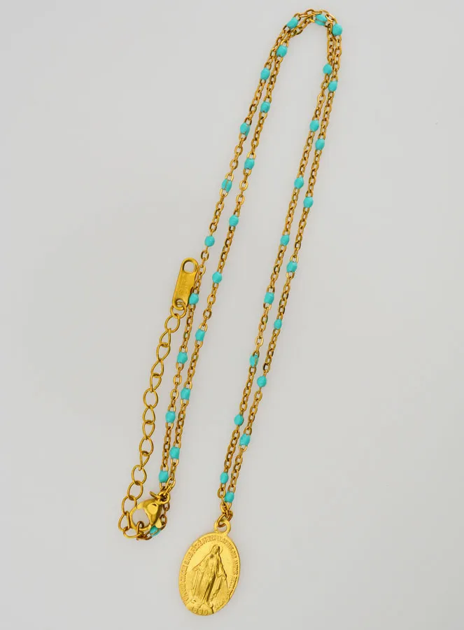 Kette mit Perlen Wundertätige Medaille – Türkis (pic 2)