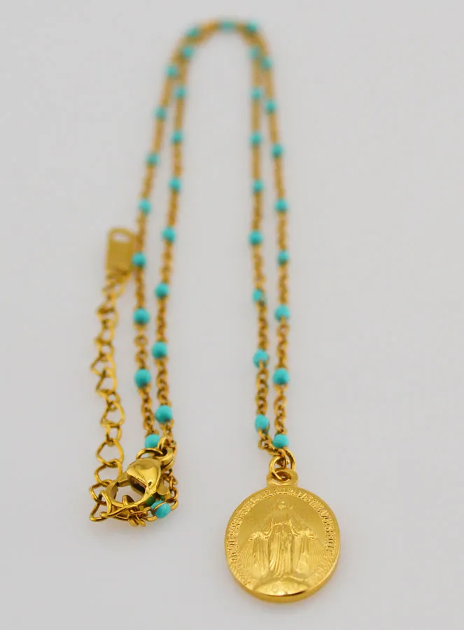 Kette mit Perlen Wundertätige Medaille – Türkis (pic 3)