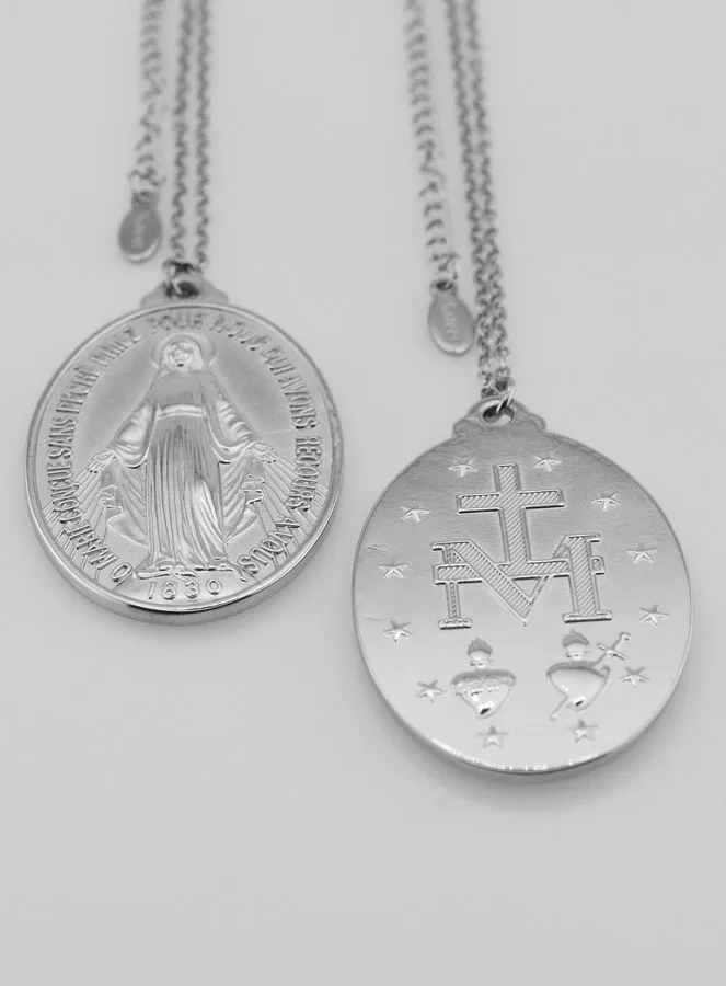 Halskette und Wunderbare Medaille Silberfarben – 40mm (pic 4)